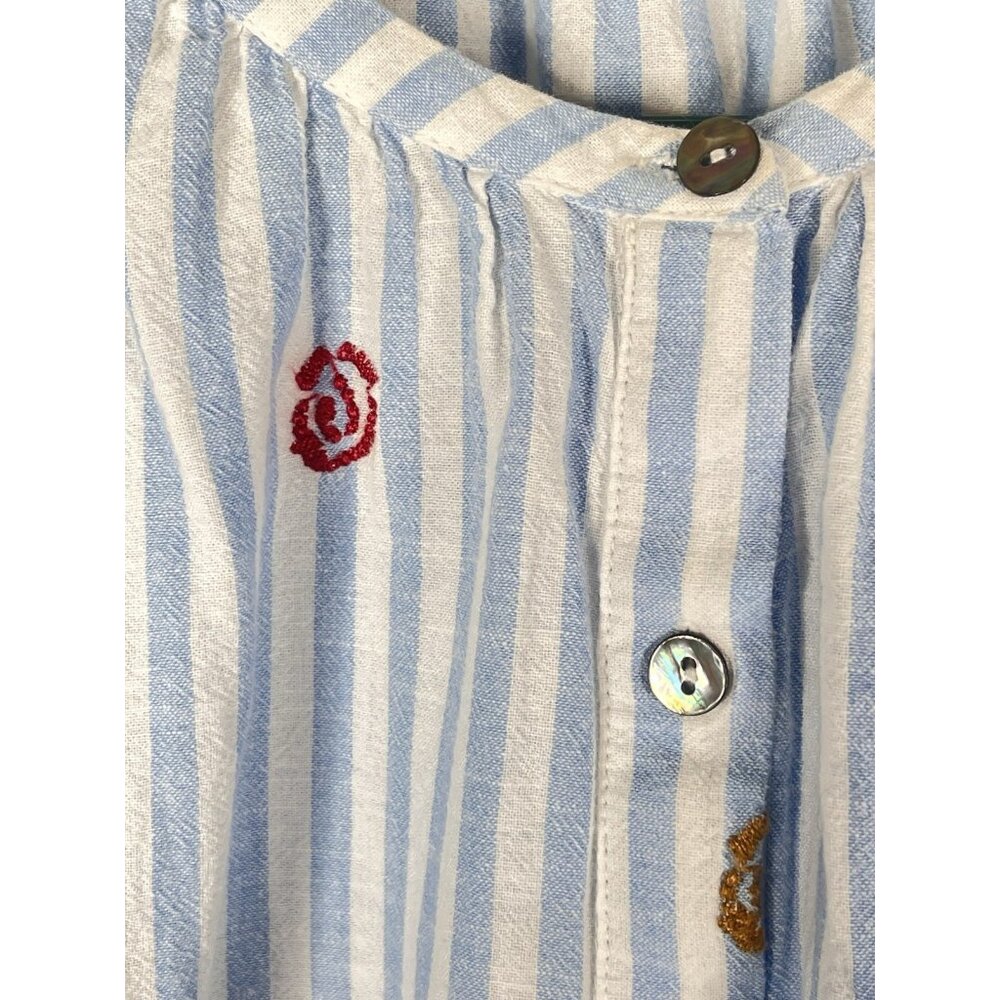 AKEMI KIM ANTHROPOLOGIE Women's Blue White Stripe Embroidered Blouse Medium - Picture 3 of 6